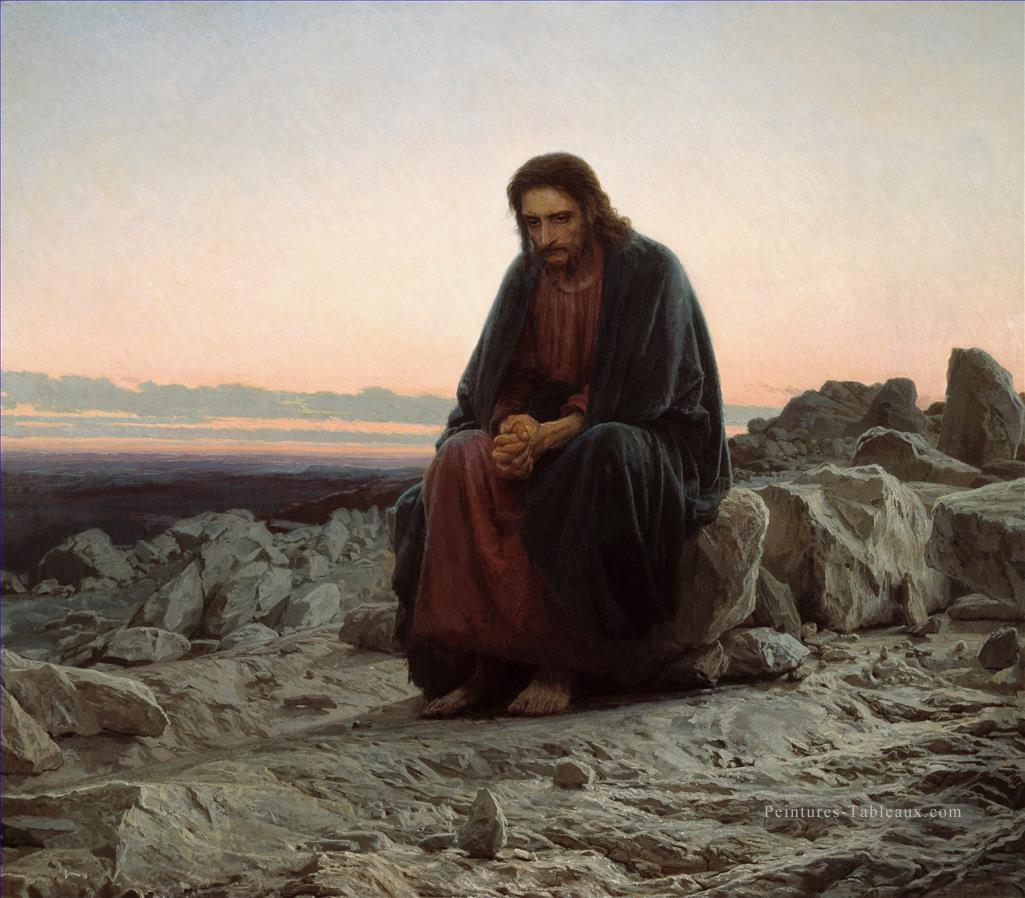 Christ dans le désert sauvage Ivan Kramskoi Catholique chrétien Peintures à l'huile